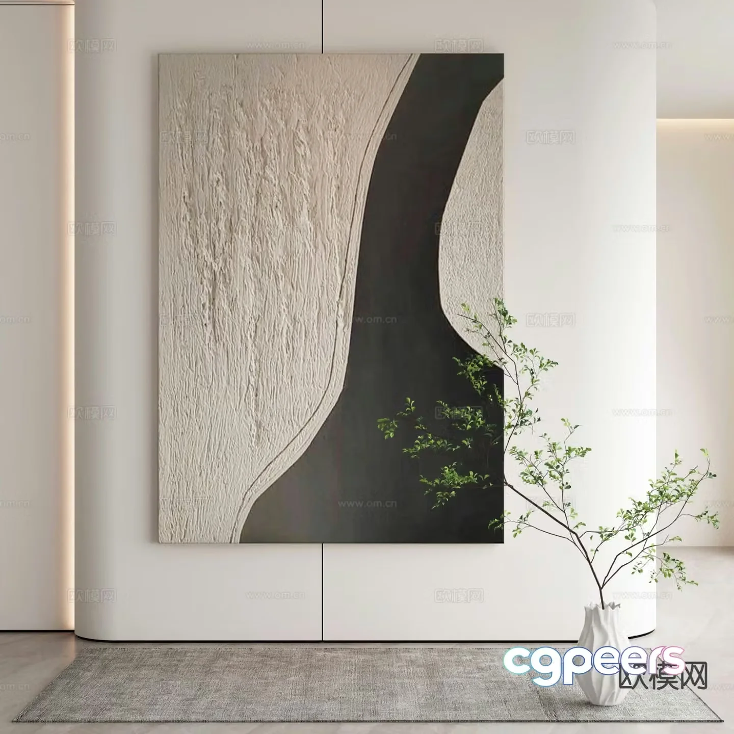 Modern texture painting decorative painting 3d model