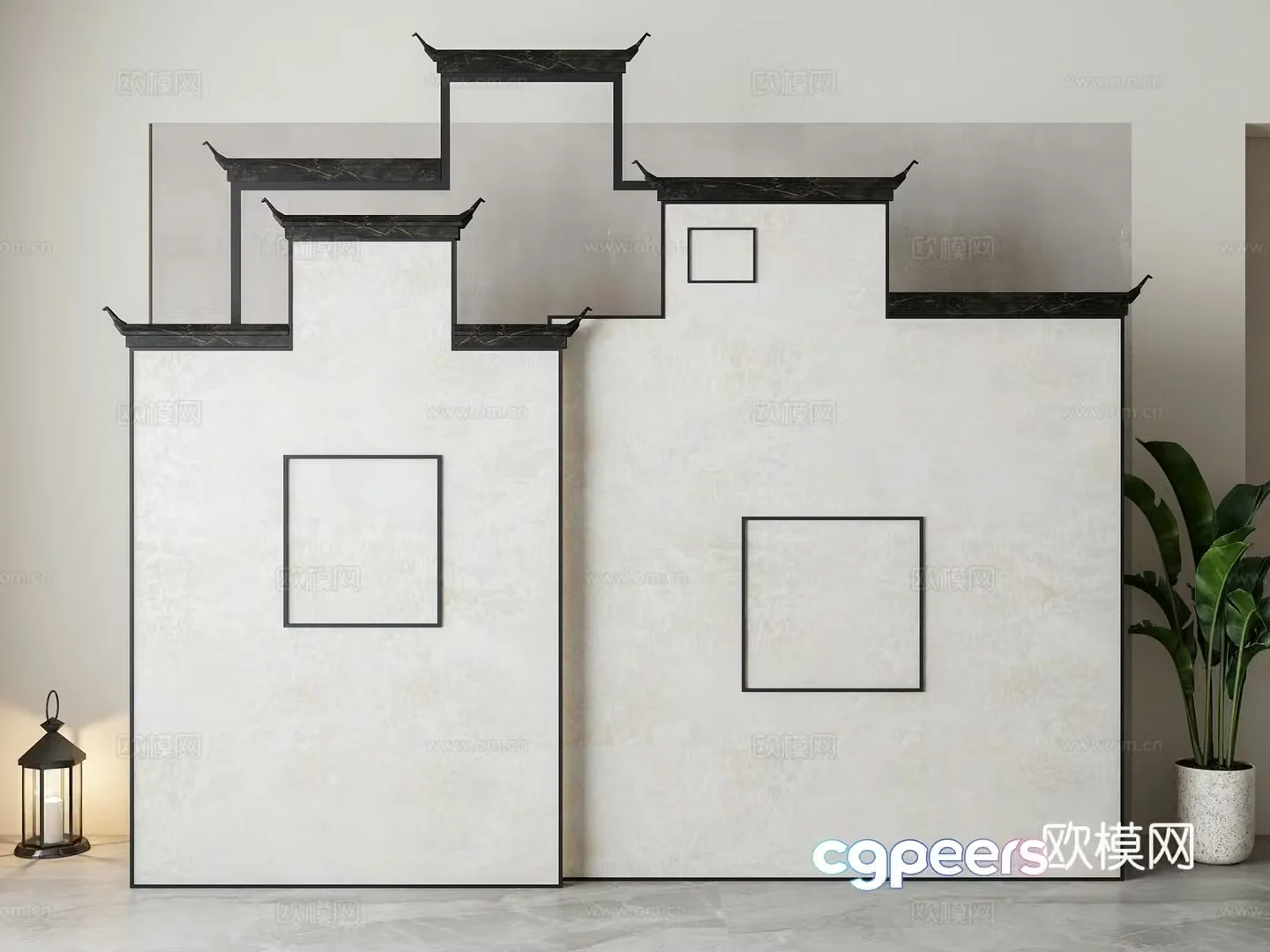 New Chinese style background wall partition 3D model