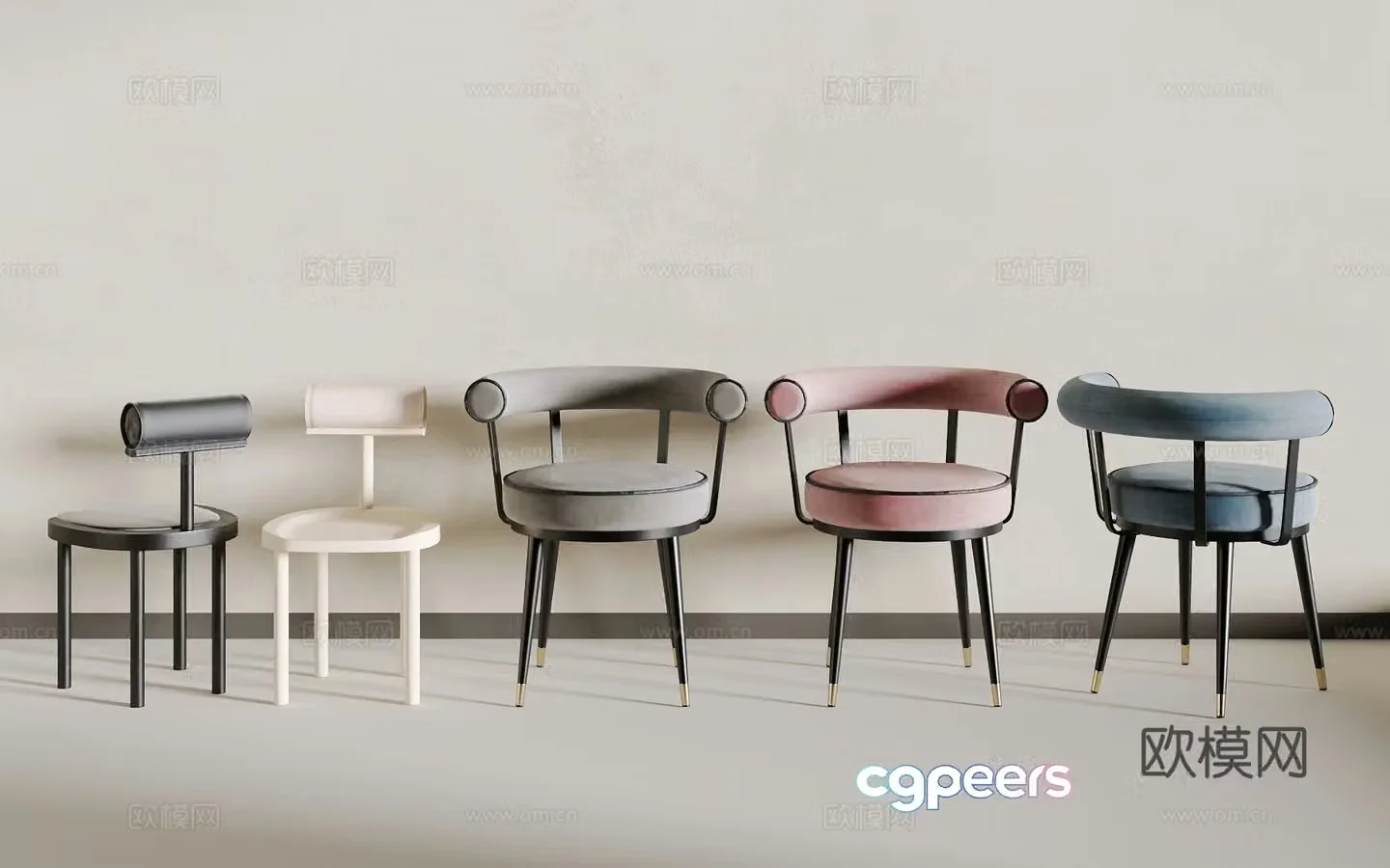 Light luxury dining chair 3D model