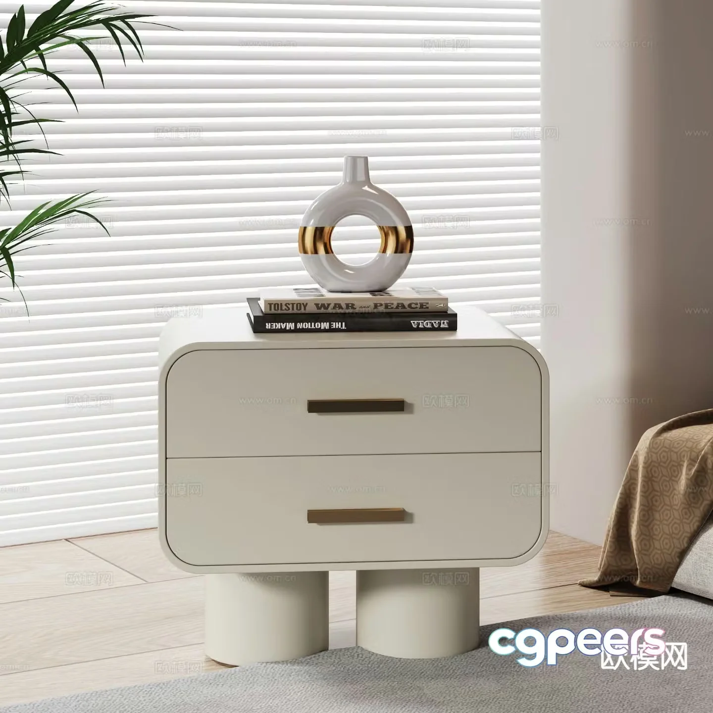 Cream style bedside table 3d model