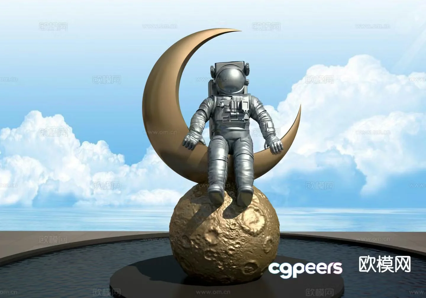 Astronaut sculpture landscape 3d model