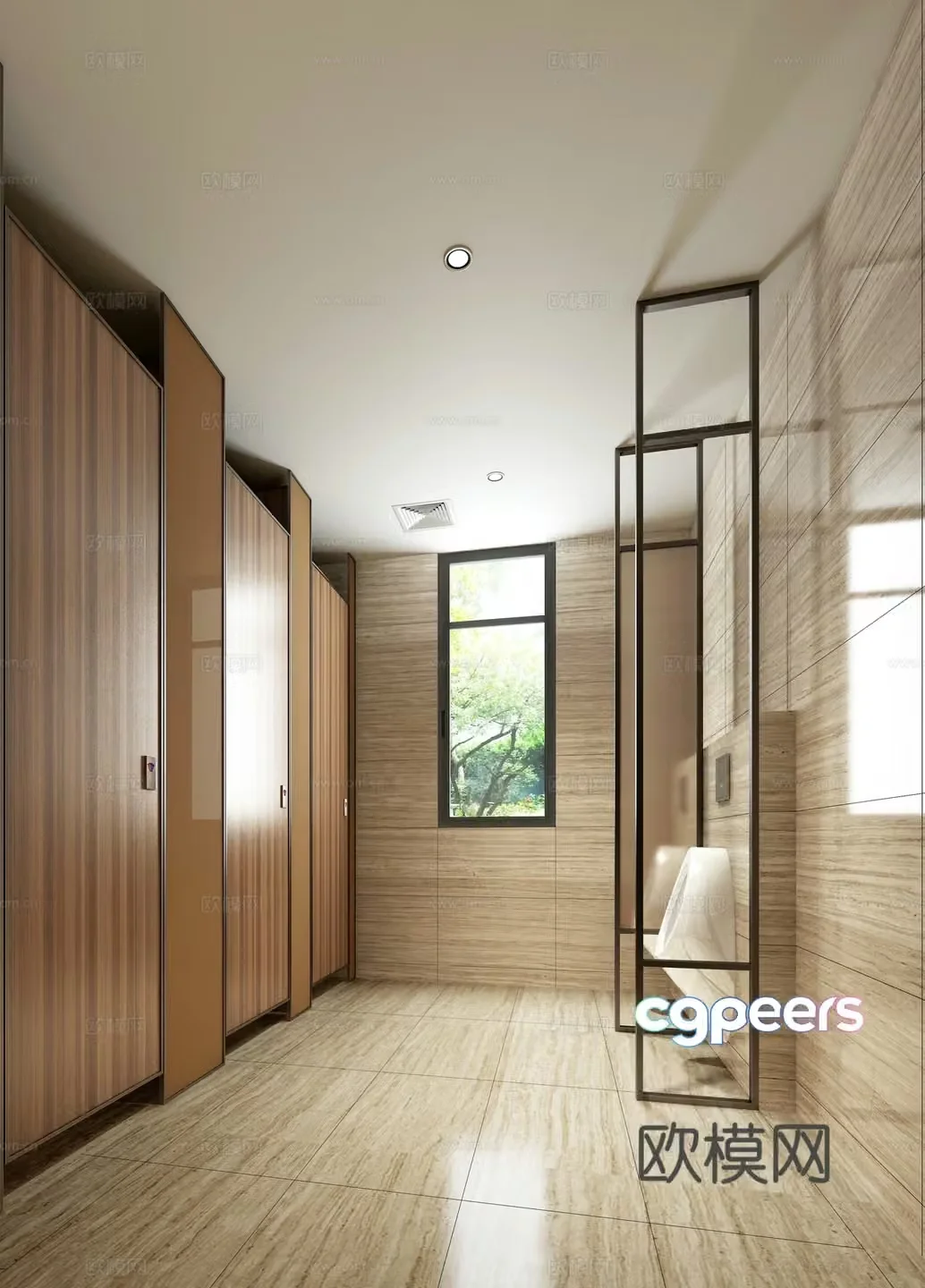 Modern public restroom 3d model