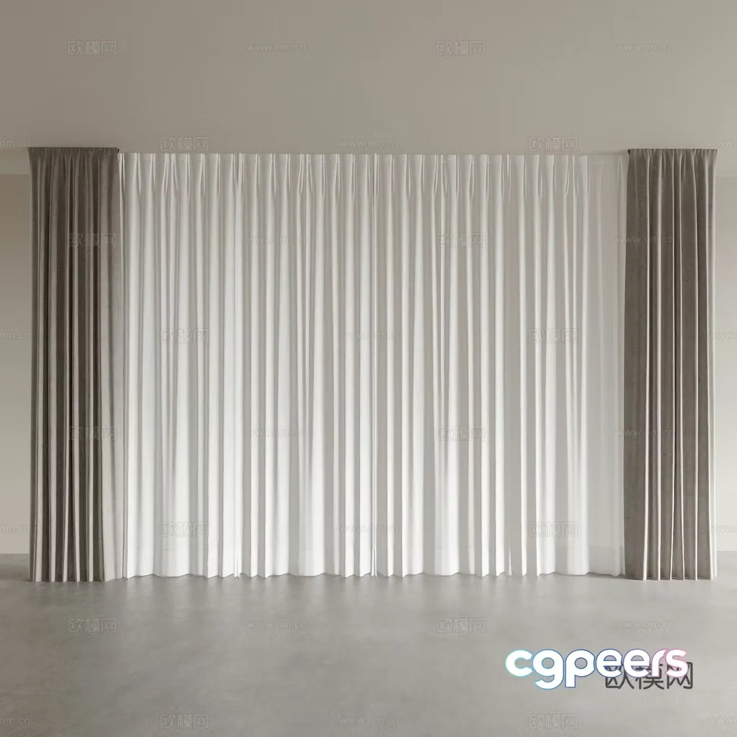 Curtains Roman blinds gauze curtains living room curtains bedroom curtains study curtains 3d model