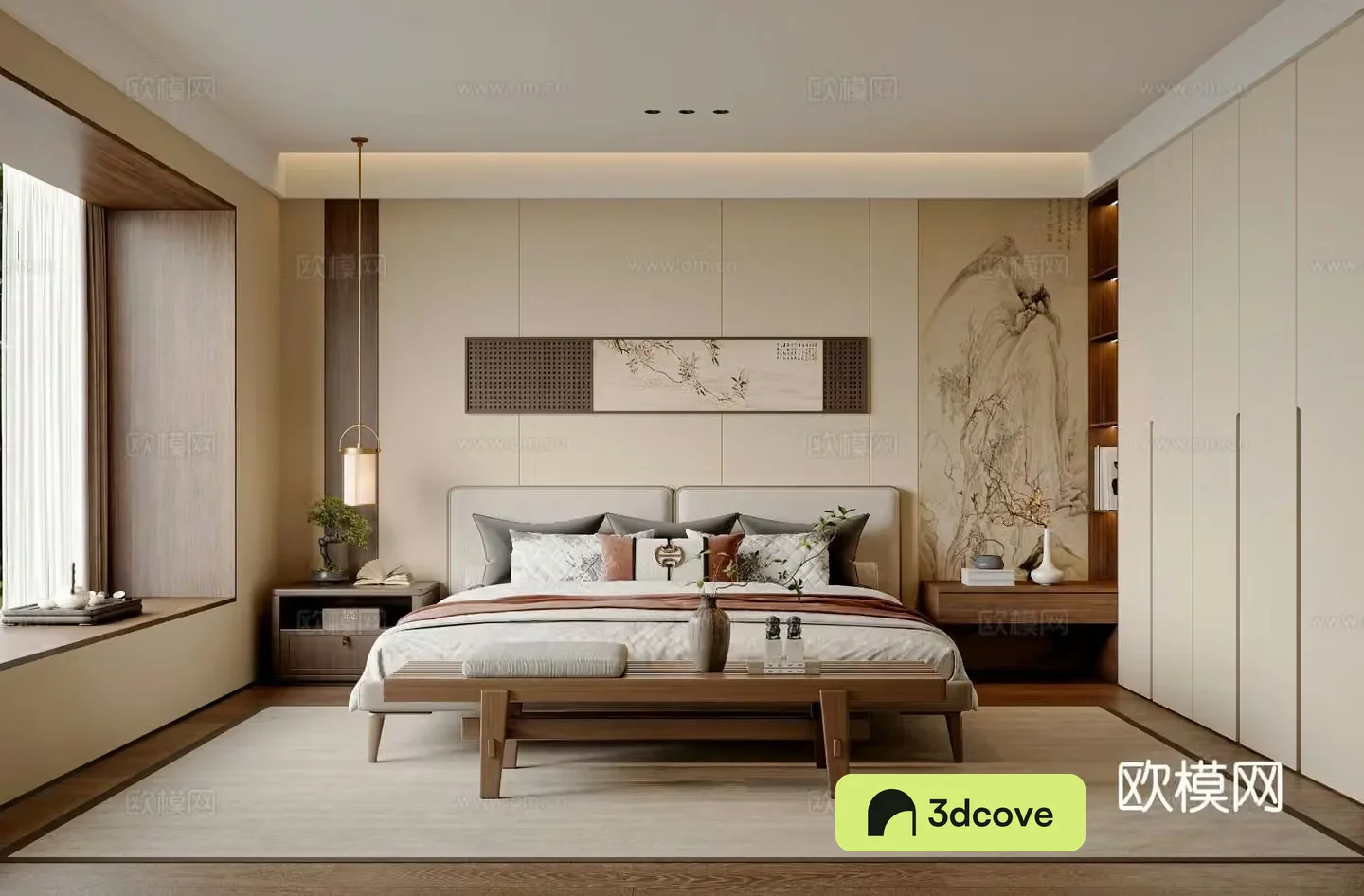 New Chinese style bedroom Master bedroom Song style bedroom