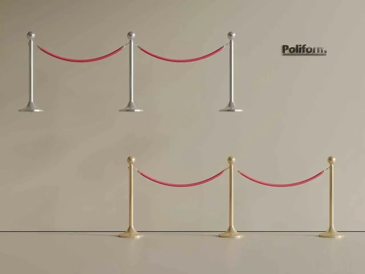 Red Rope Barriers 3D Model – 21712 – VRAY Render