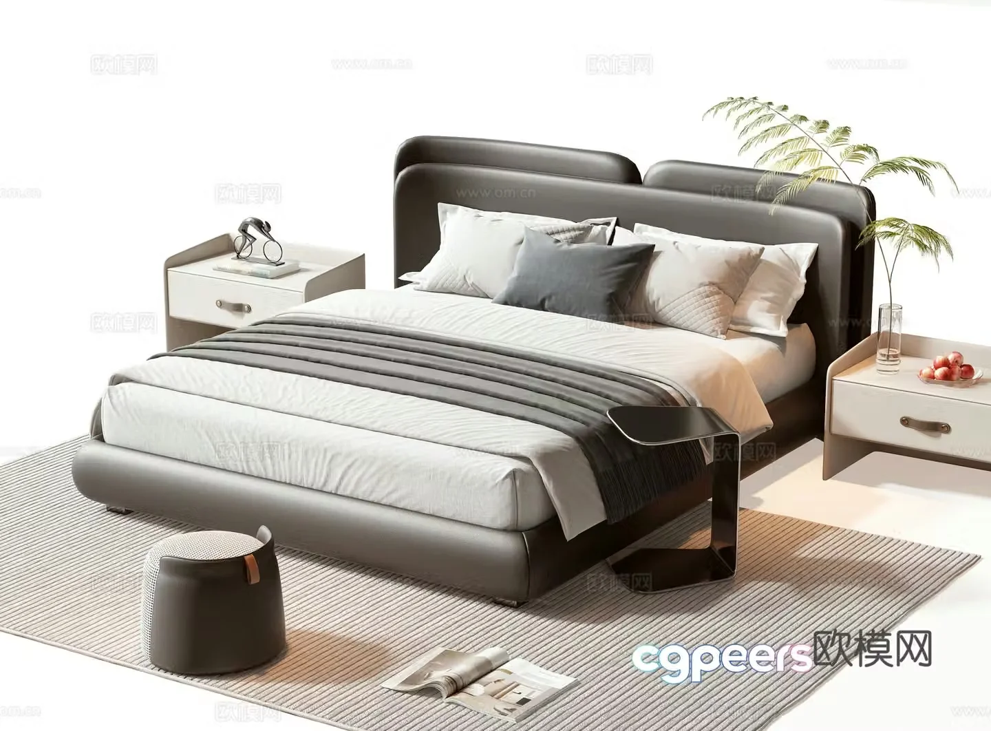 Minotti modern double bed 3d model