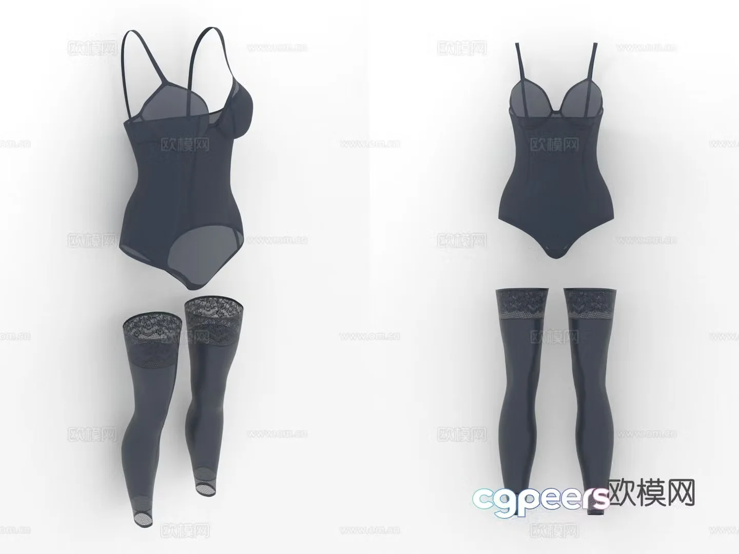 Onesie Full Body Jumpsuit Pantyhose Set Women’s Clothing 3d Model