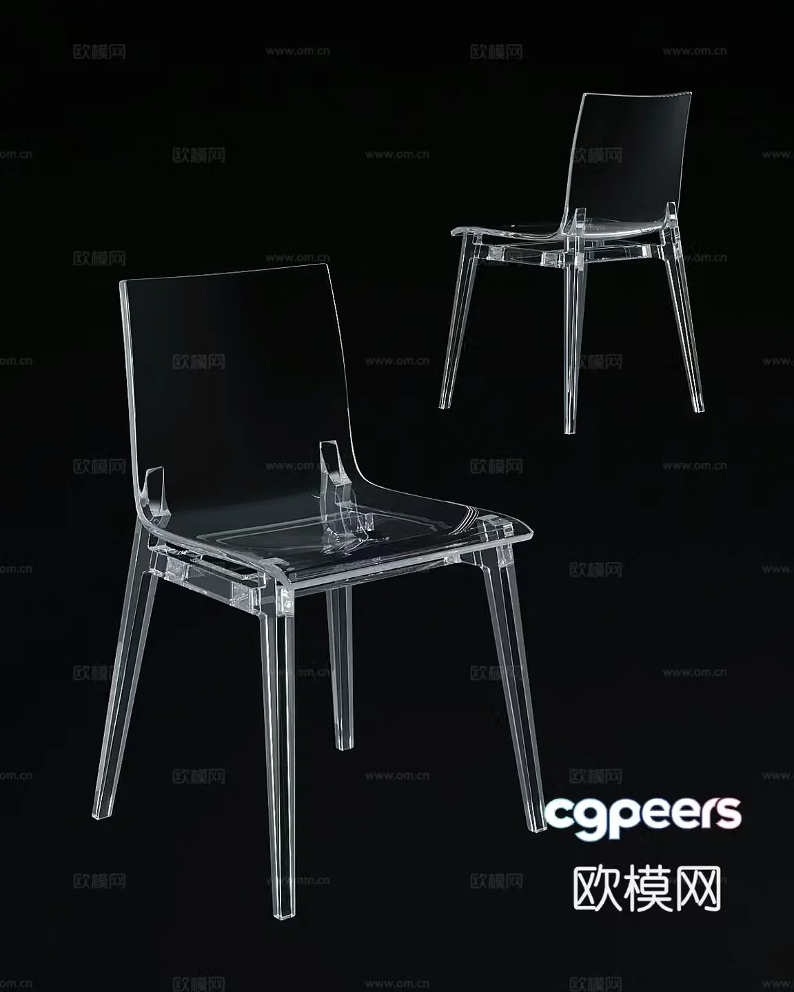 Modern acrylic side chair 3d model