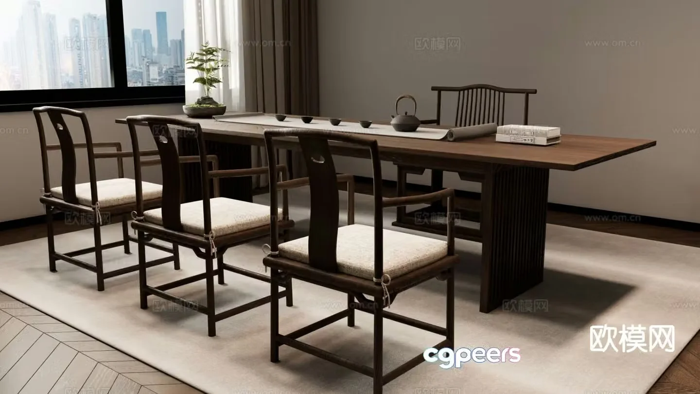 New Chinese style tea table tea table 3d model