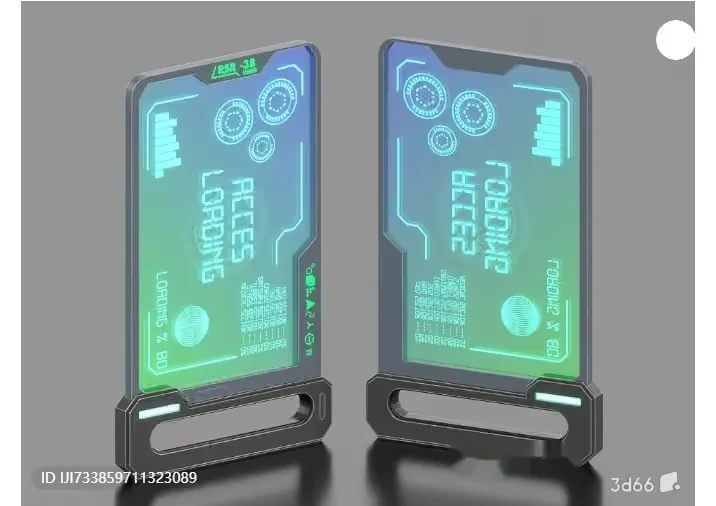 Two Futuristic-Looking Screens With Green Text 3D Model – 15986 – VRAY Render