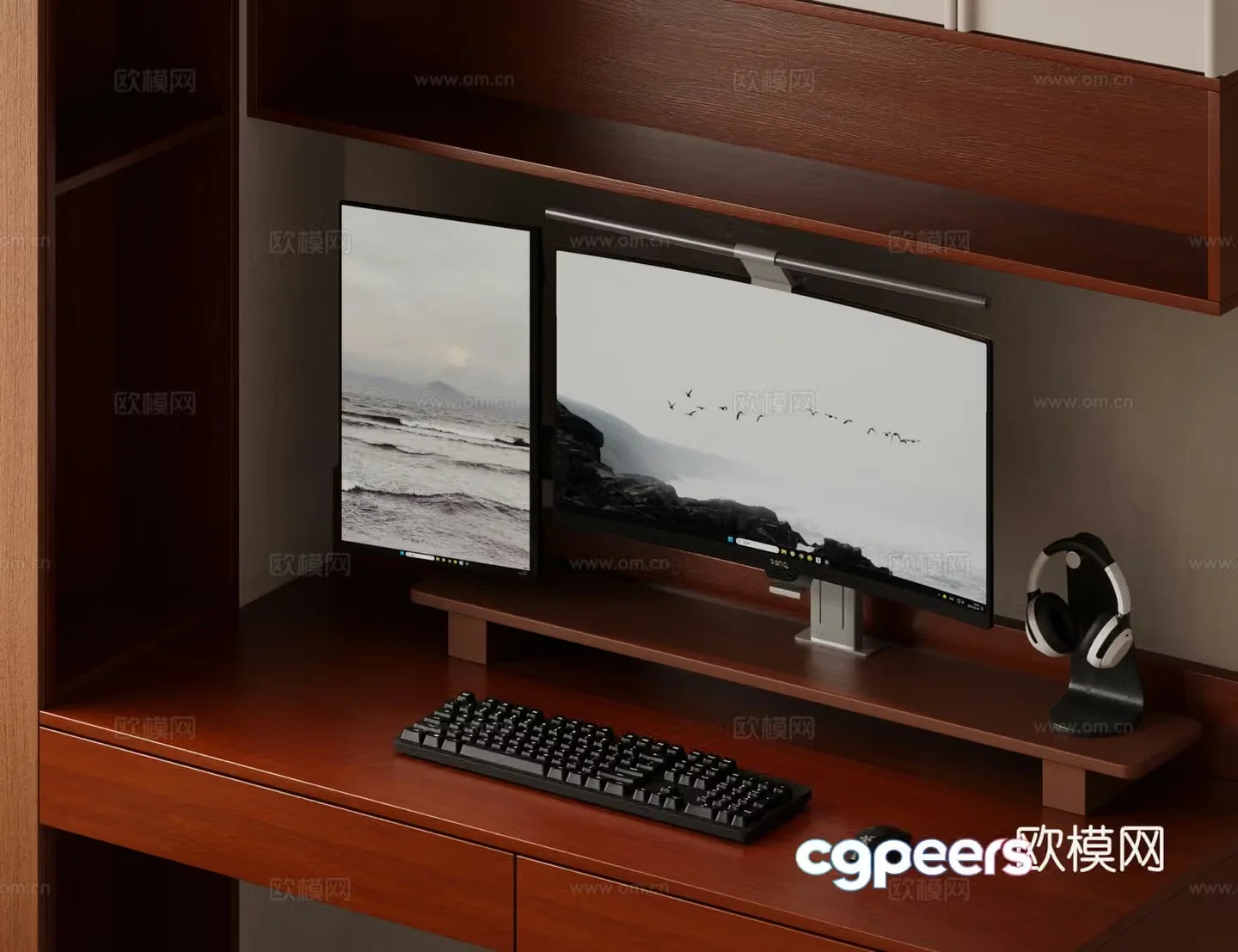 Retro computer desk 3d model