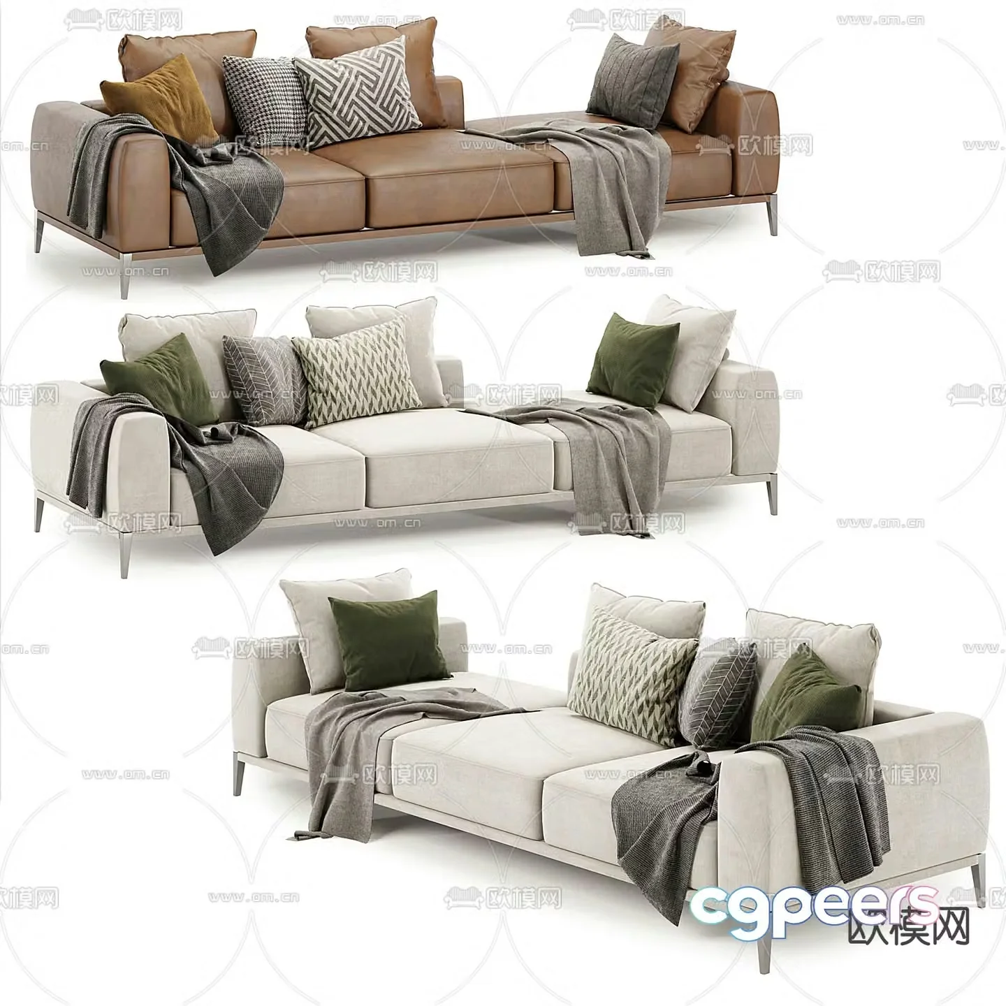FLEXFORM multi-person sofa upholstered sofa 3d model