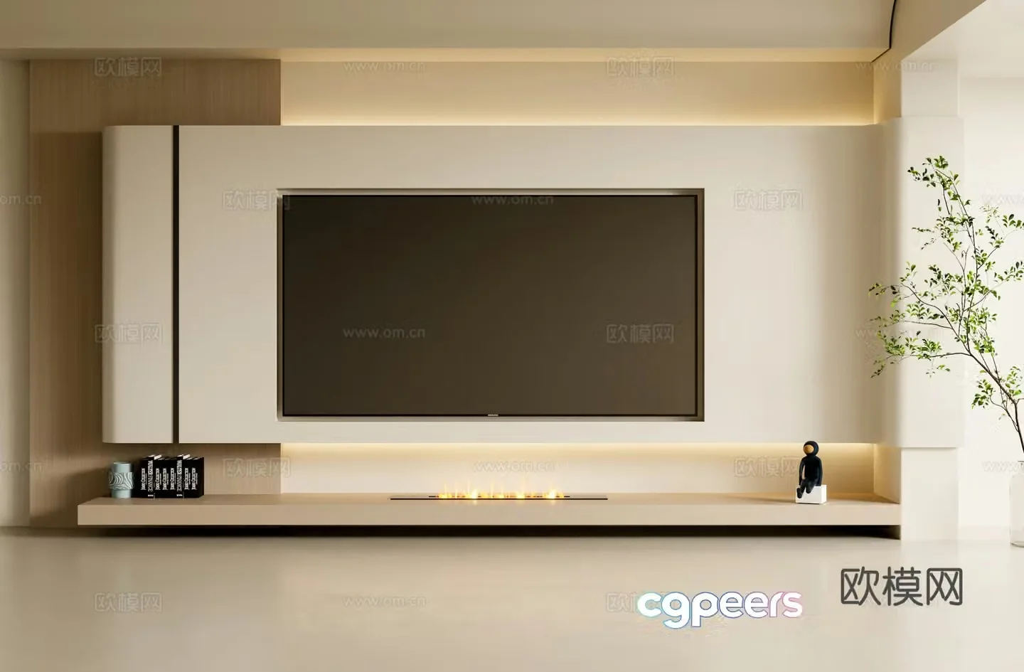 Living room background wall 3d model