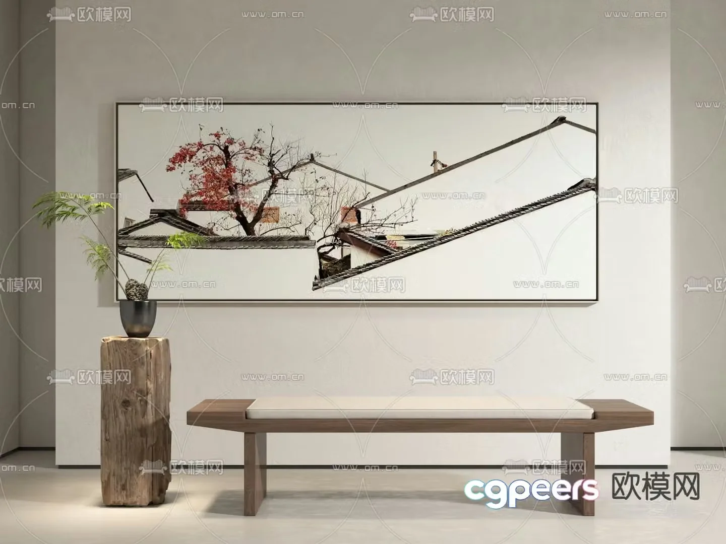 New Chinese style hanging paintings architectural paintings decorative paintings 3D model