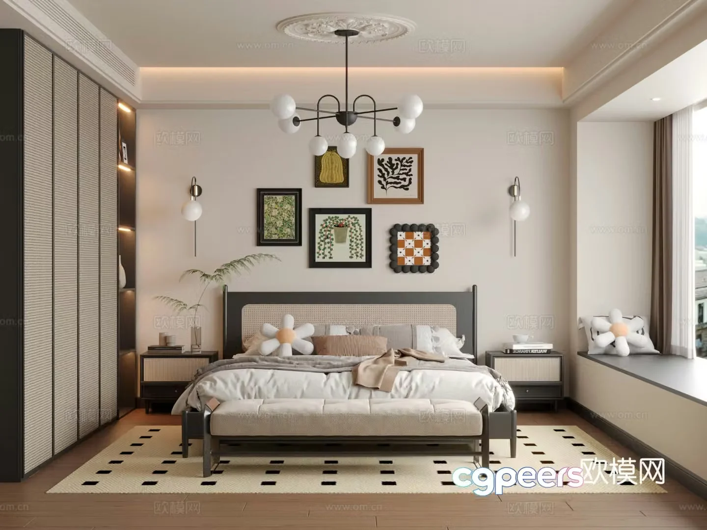 French retro bedroom 3d model