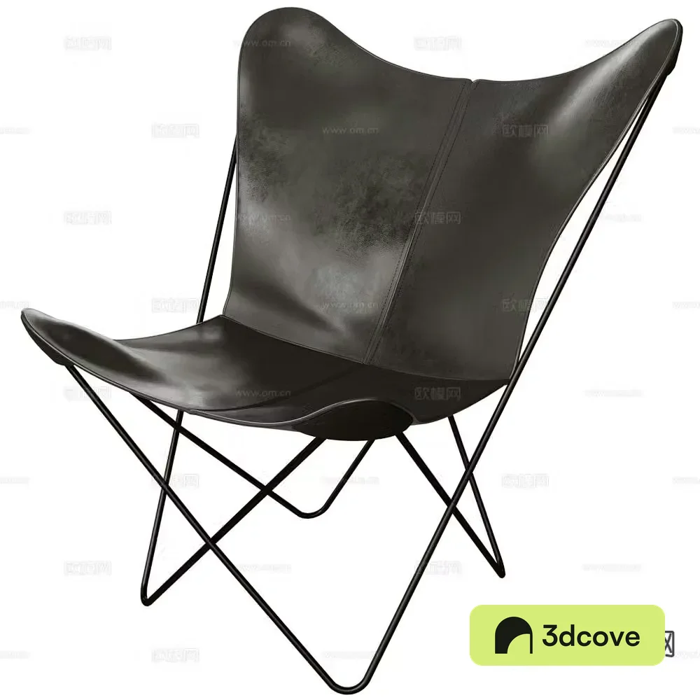 Papillon leather lounge chair
