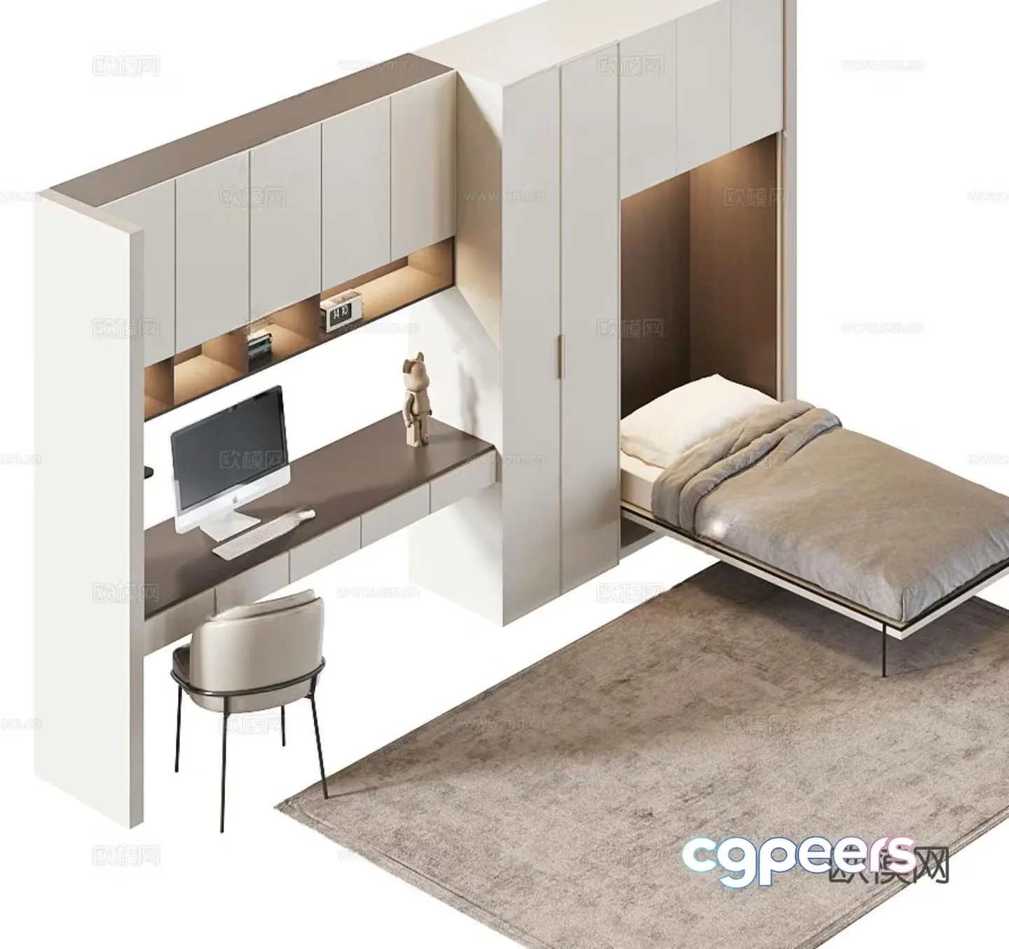 Modern folding bed 3d model