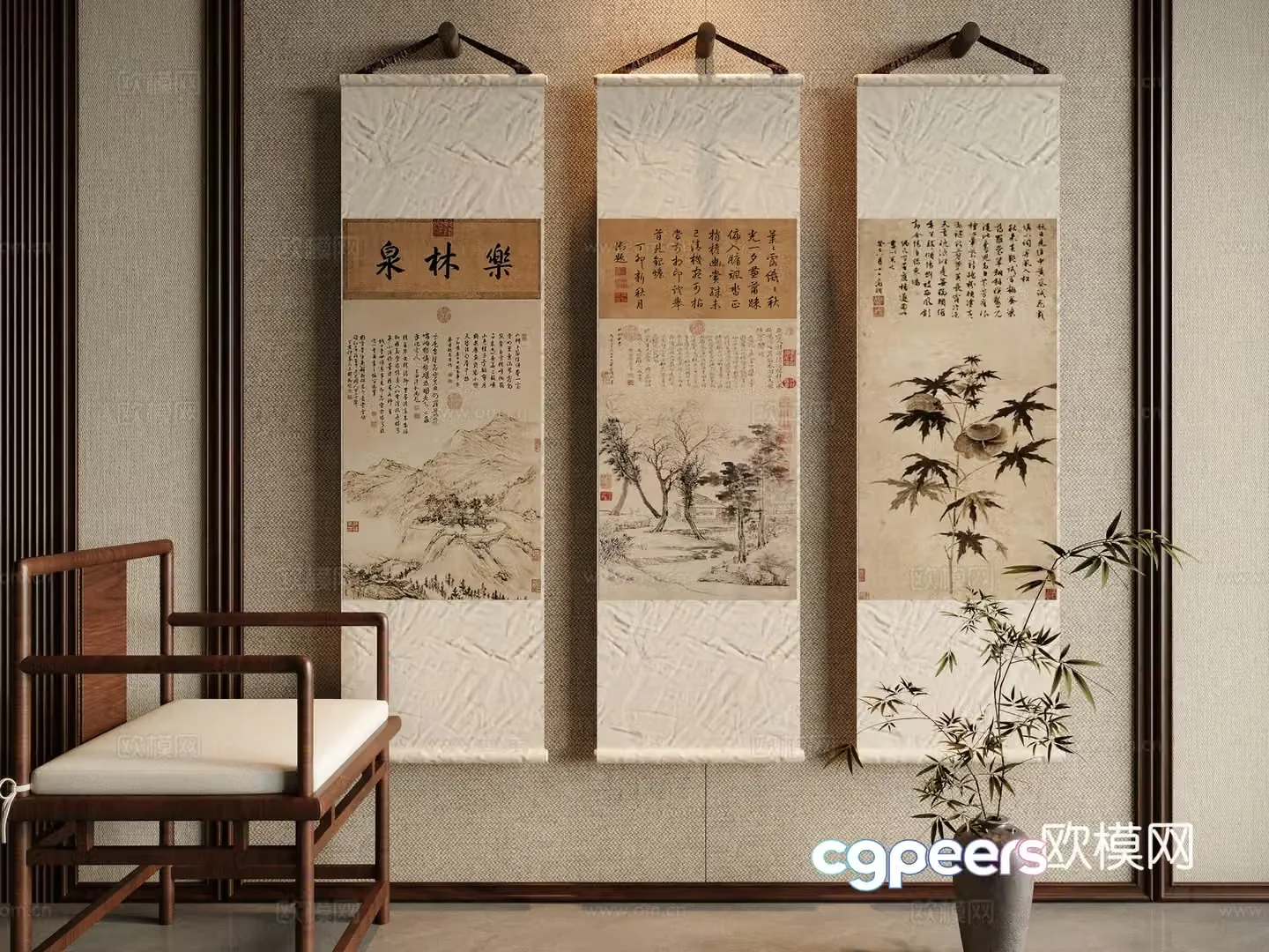 Song style aesthetic decorative painting 3d model