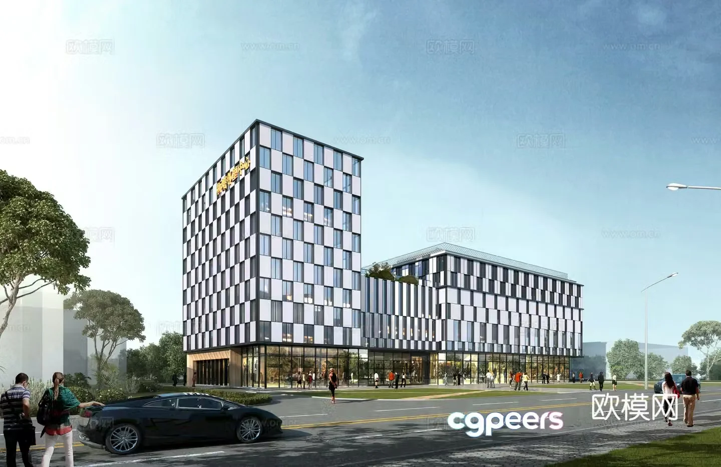 Community office building appearance 3D model