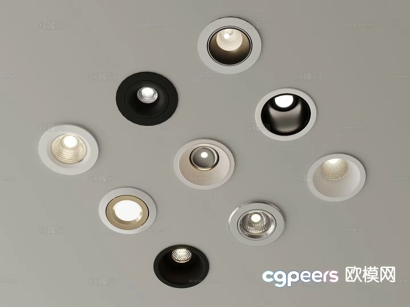 Surface-mounted downlight recessed spotlight magnetic light 3D model