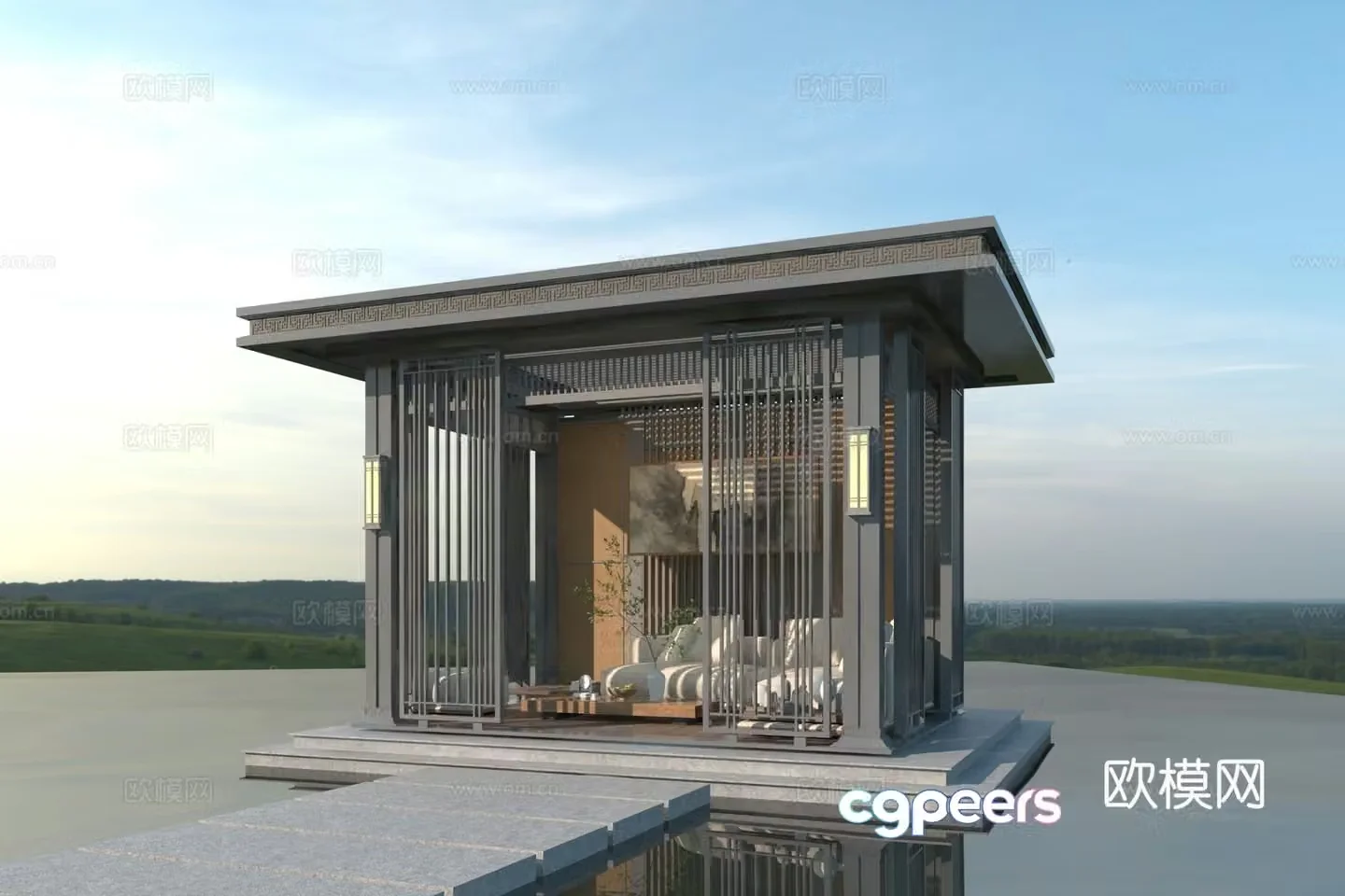 New Chinese style pavilion 3D model