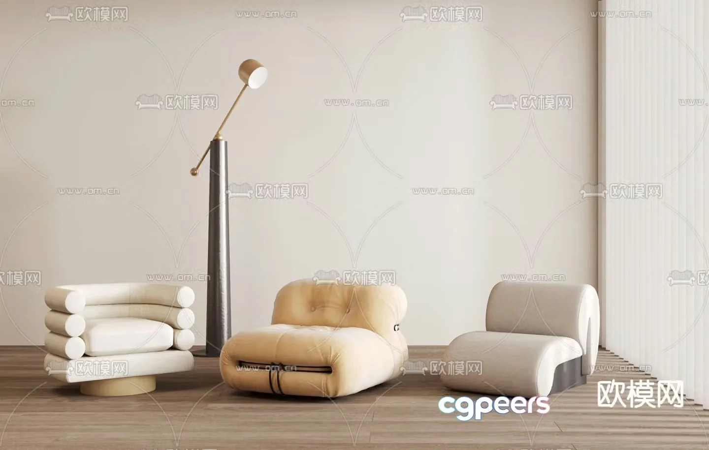 Beanbag sofa fabric single sofa leisure chair 3d model