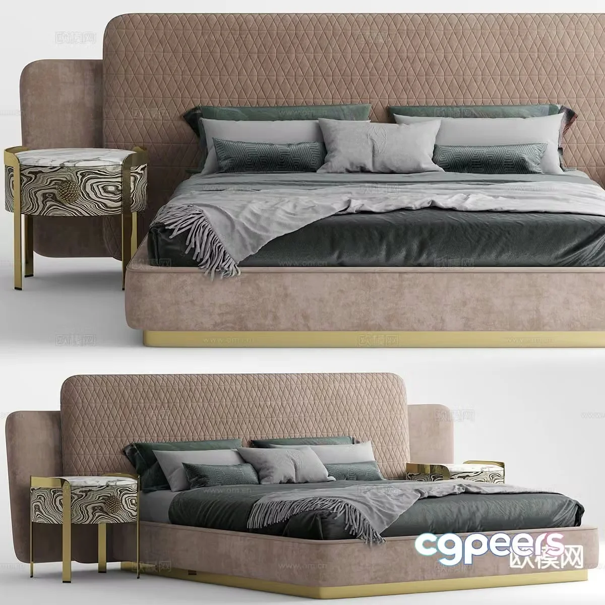 Modern double bed 3d model