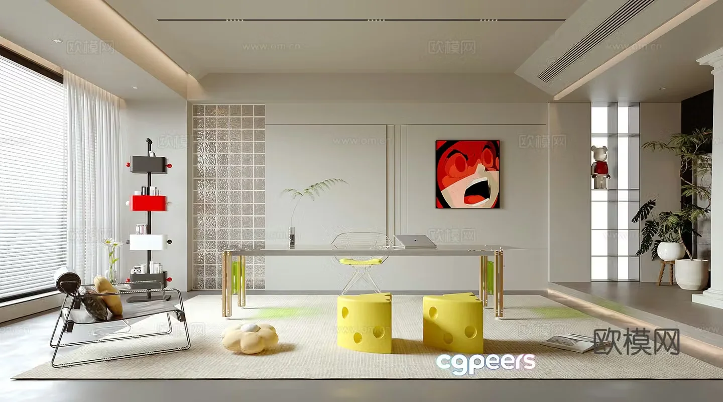 Modern study 3d model