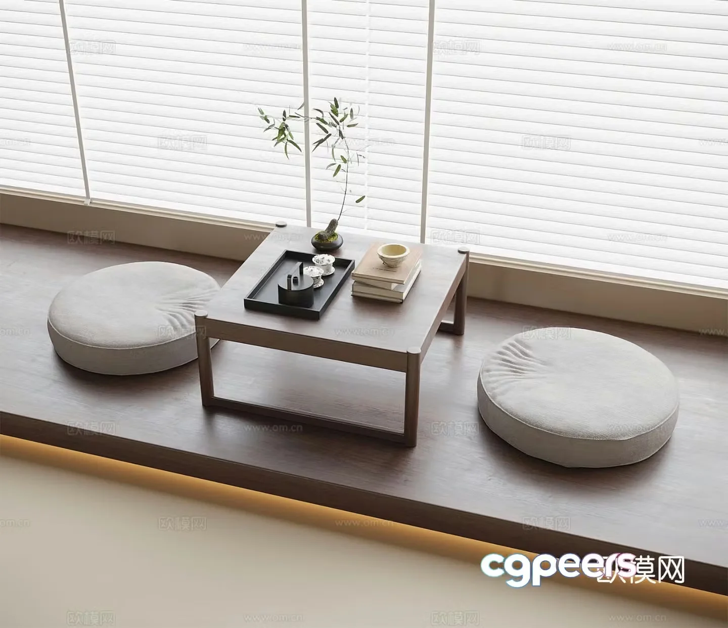 New Chinese style tea table tatami tea table 3d model