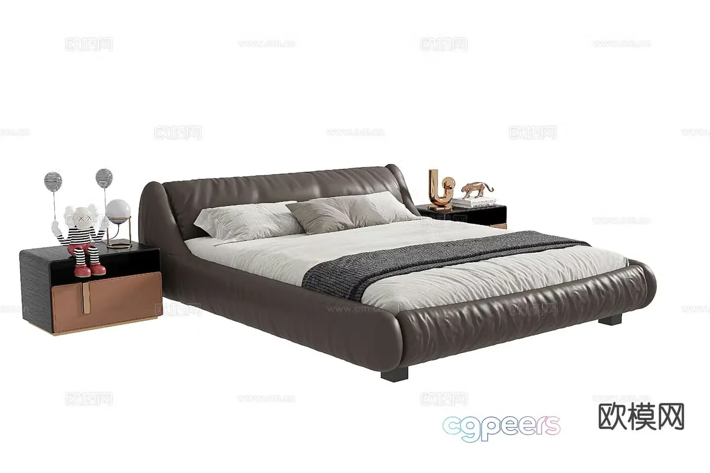 Italian double bed 3d model
