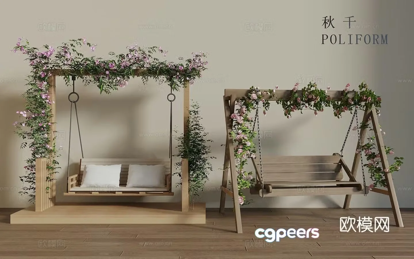 Modern log wind swing chair swing garden swing chair hanging chair outdoor swing chair 3d model