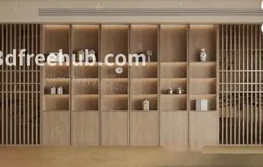A Large Wall With Shelves 3D Model – 21527 – VRAY Render