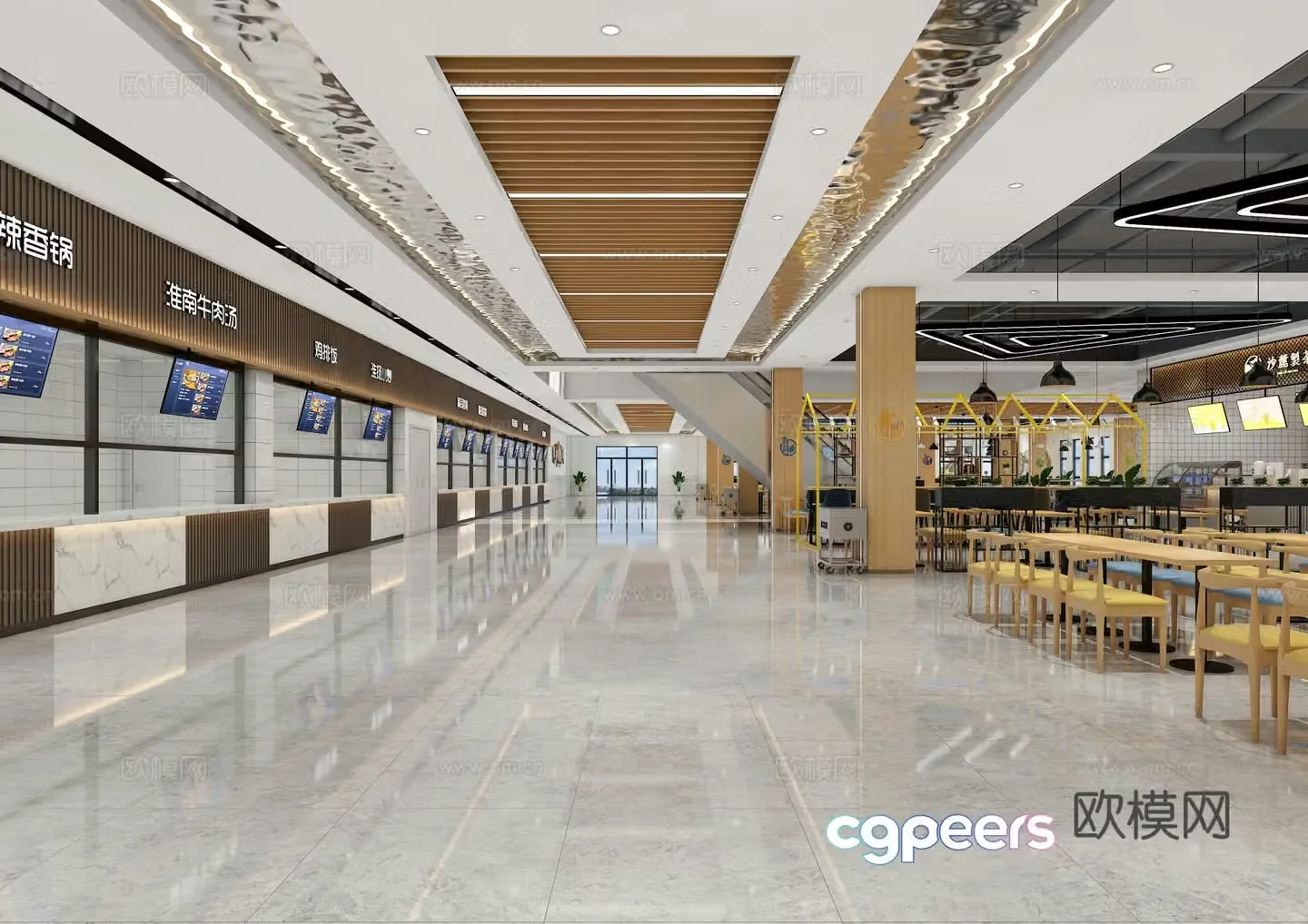 Modern school canteen university canteen staff canteen 3d model
