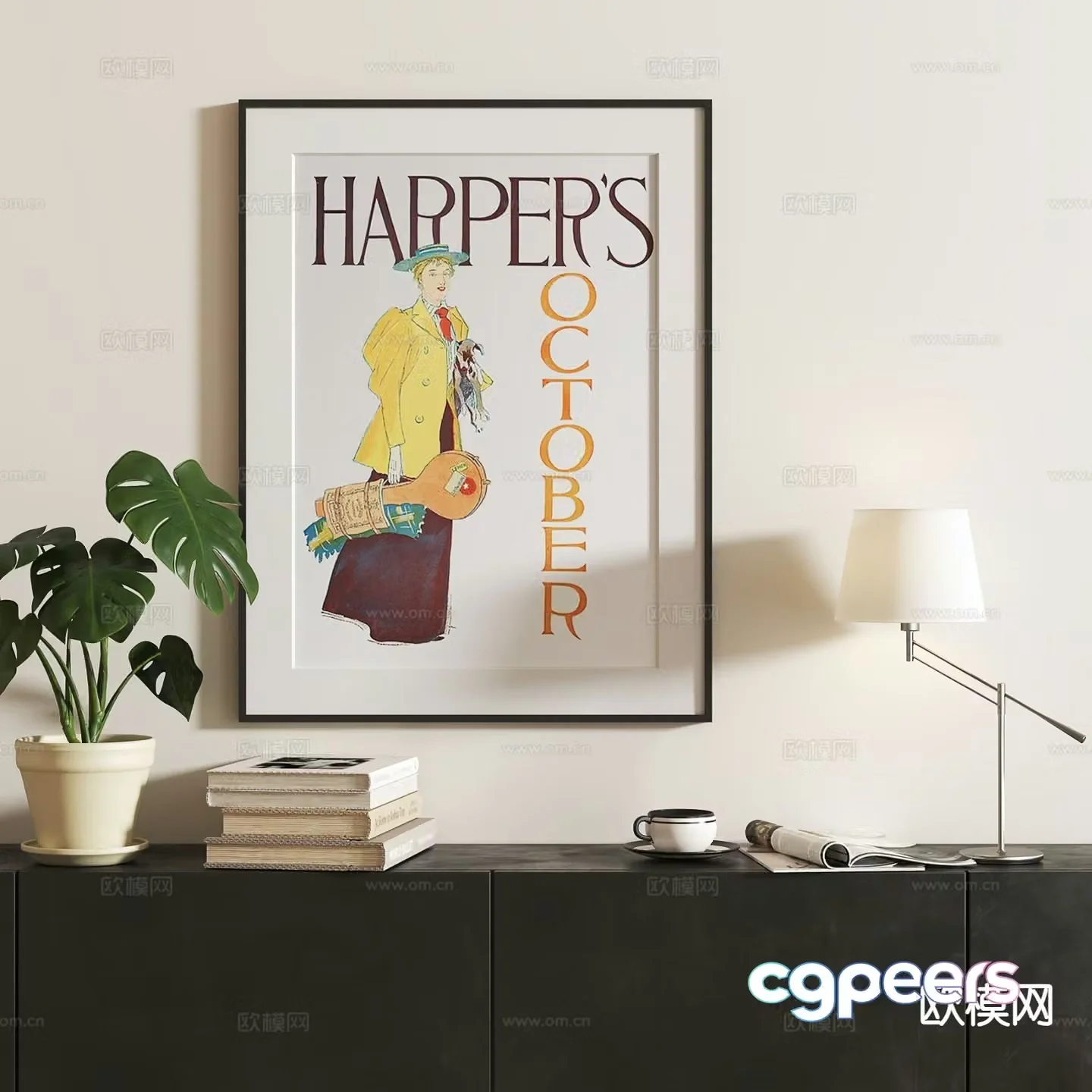 French retro hanging painting character hanging painting cartoon painting 3D model