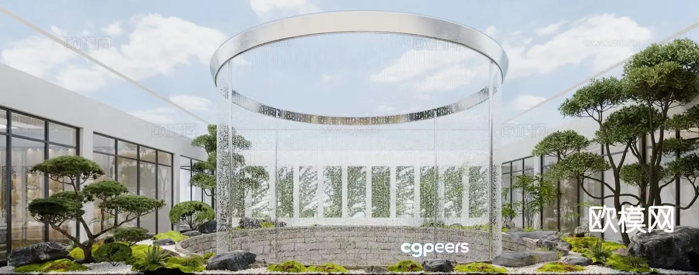 Modern sky terrace space garden 3d model