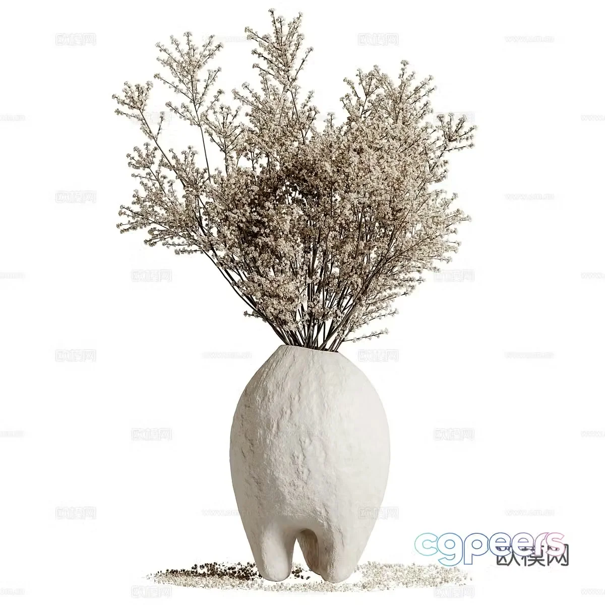 New Chinese style waive vase flower art 3D model
