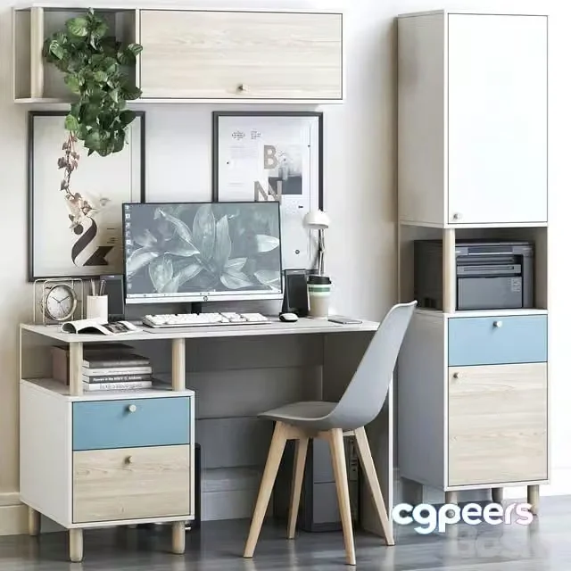 3ds Max Free – Workplace with Deakins furniture