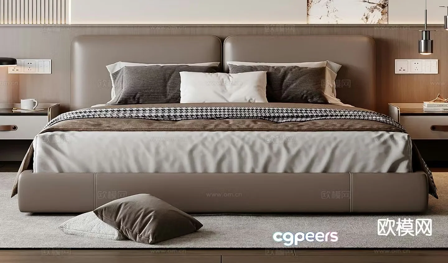 Italian double bed 3d model