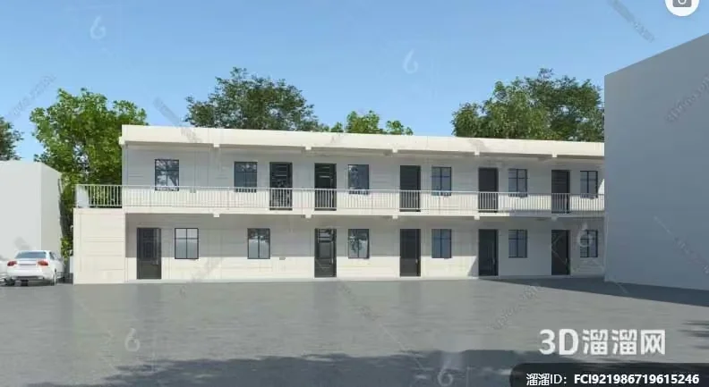 A 3D Rendering Of A White Building 3D Model – 800 – VRAY Render