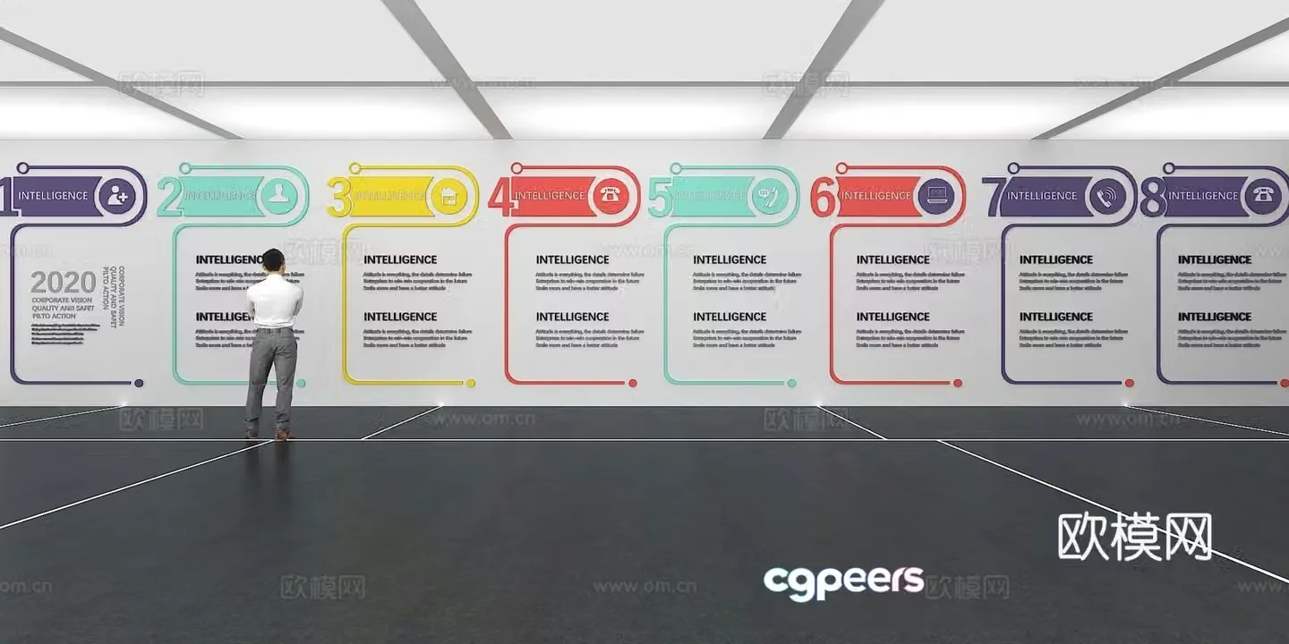 Cultural wall Corporate culture wall Display wall Theme wall Exhibition hall Campus culture Corridor 3D model