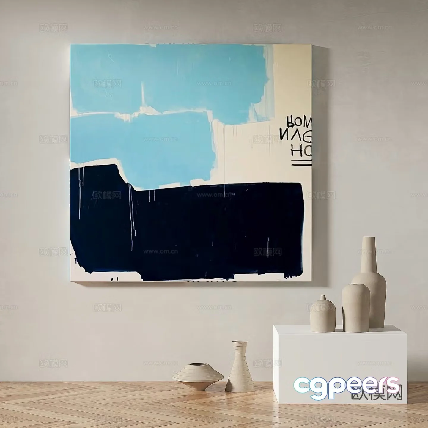 Modern minimalist abstract decorative painting 3d model