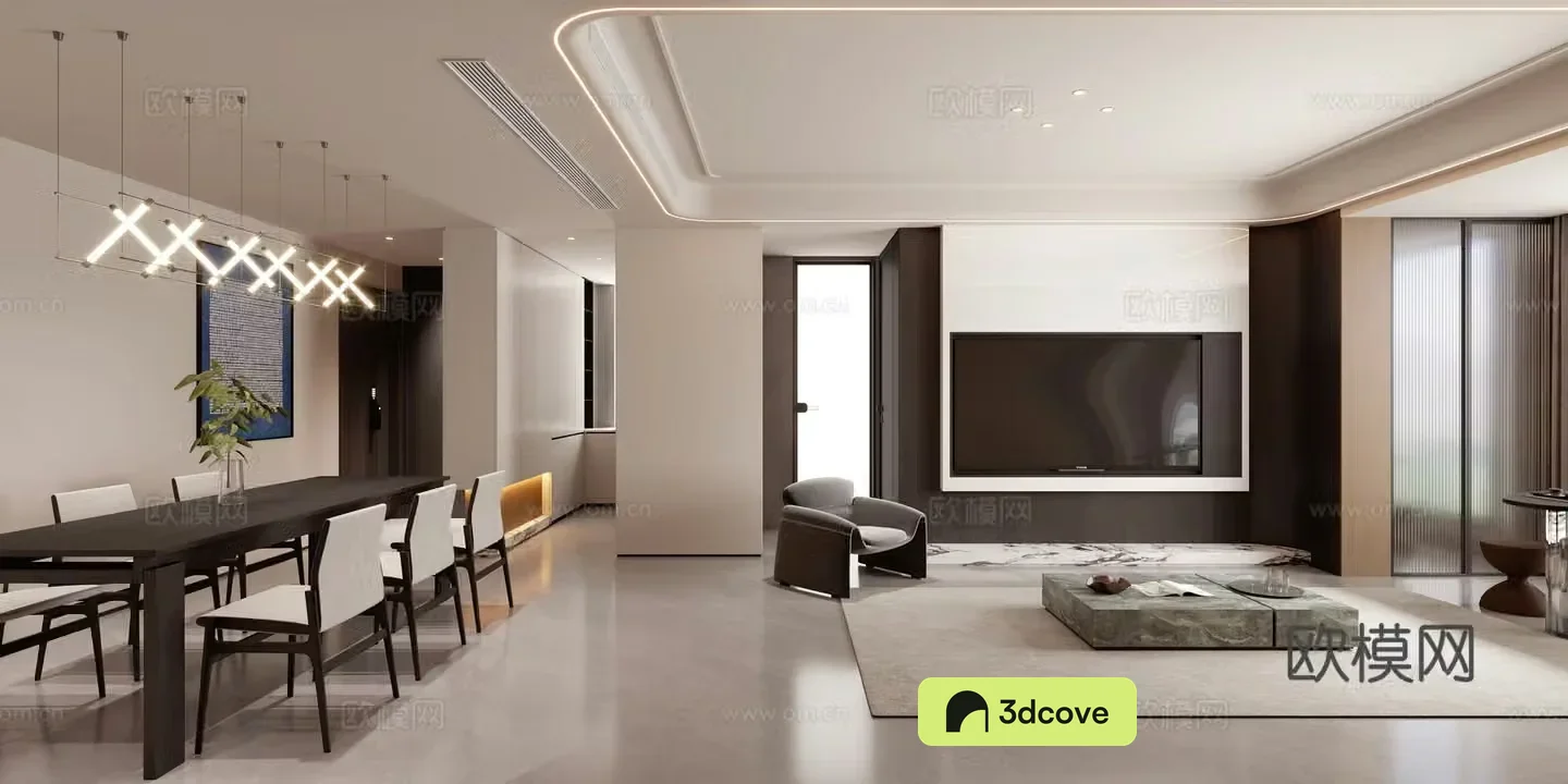 Modern living and dining room