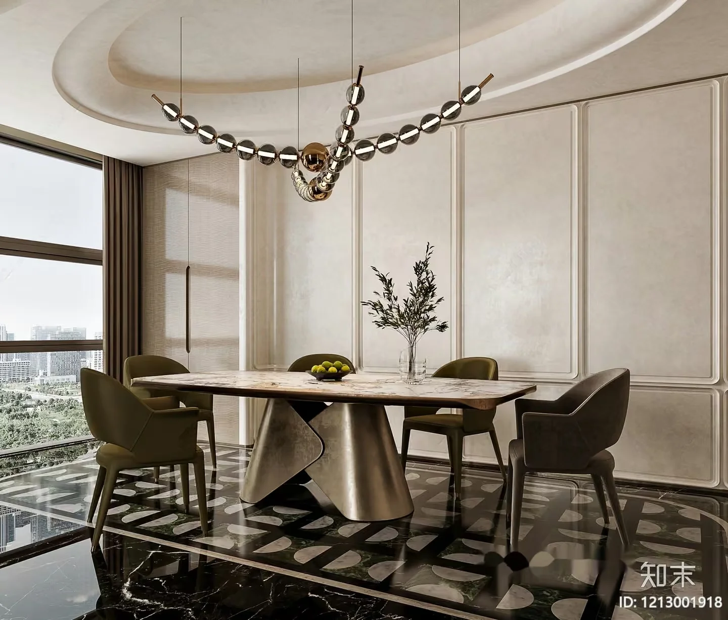 Modern Dining Room 3D Model – 3588 – VRAY Render