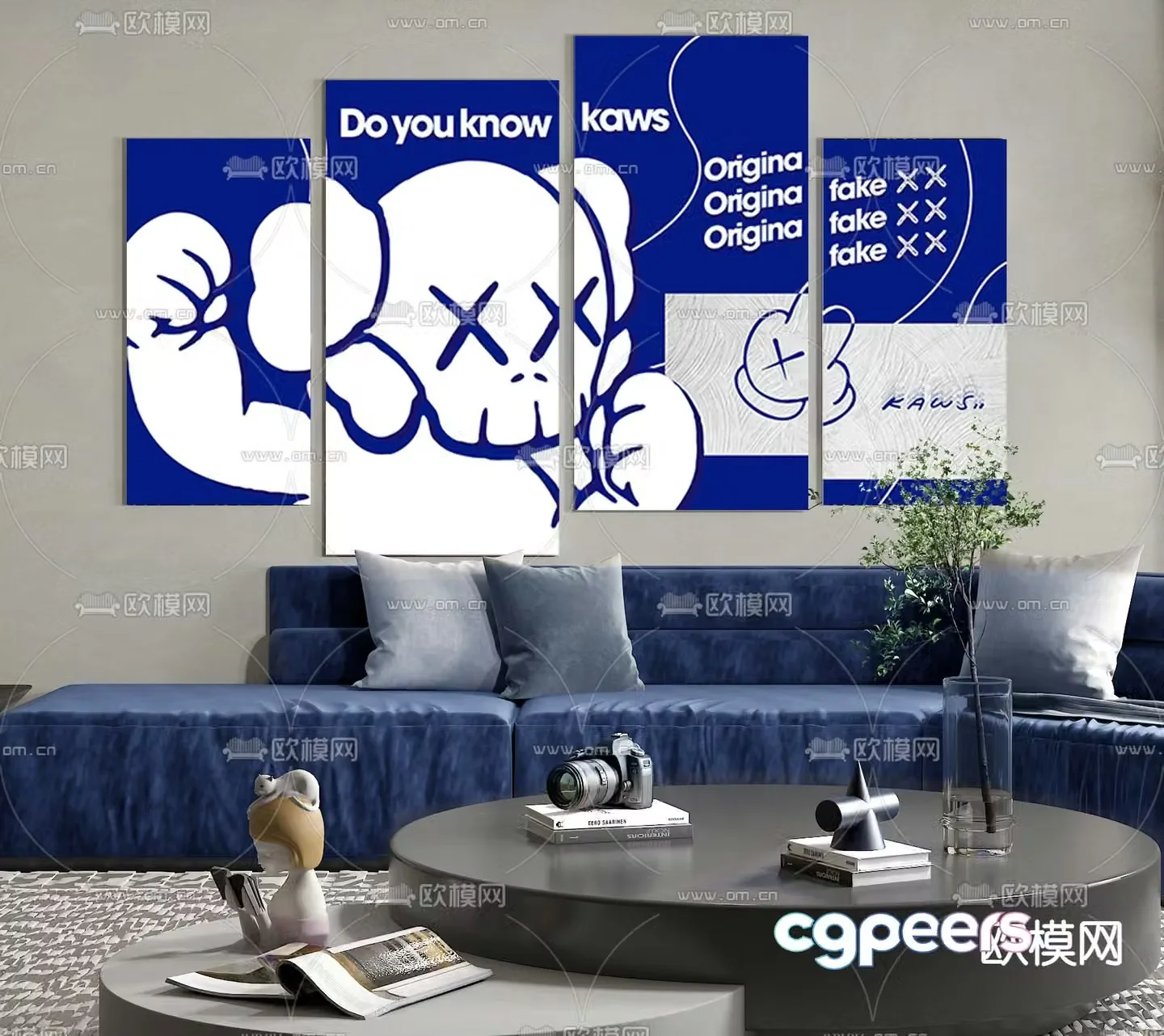 Modern KAWS decorative painting 3d model