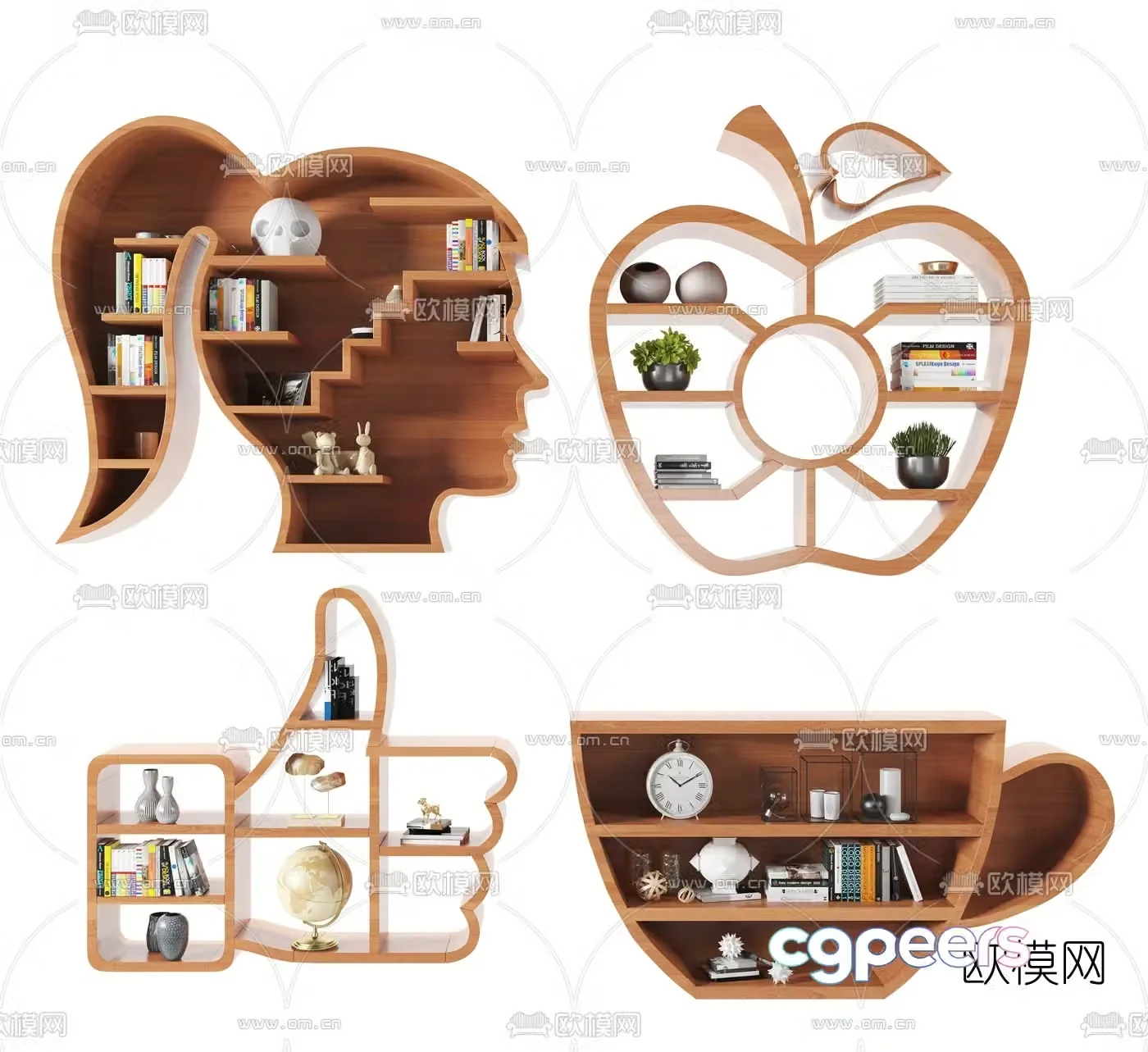 Modern character-shaped children’s bookcase 3D model