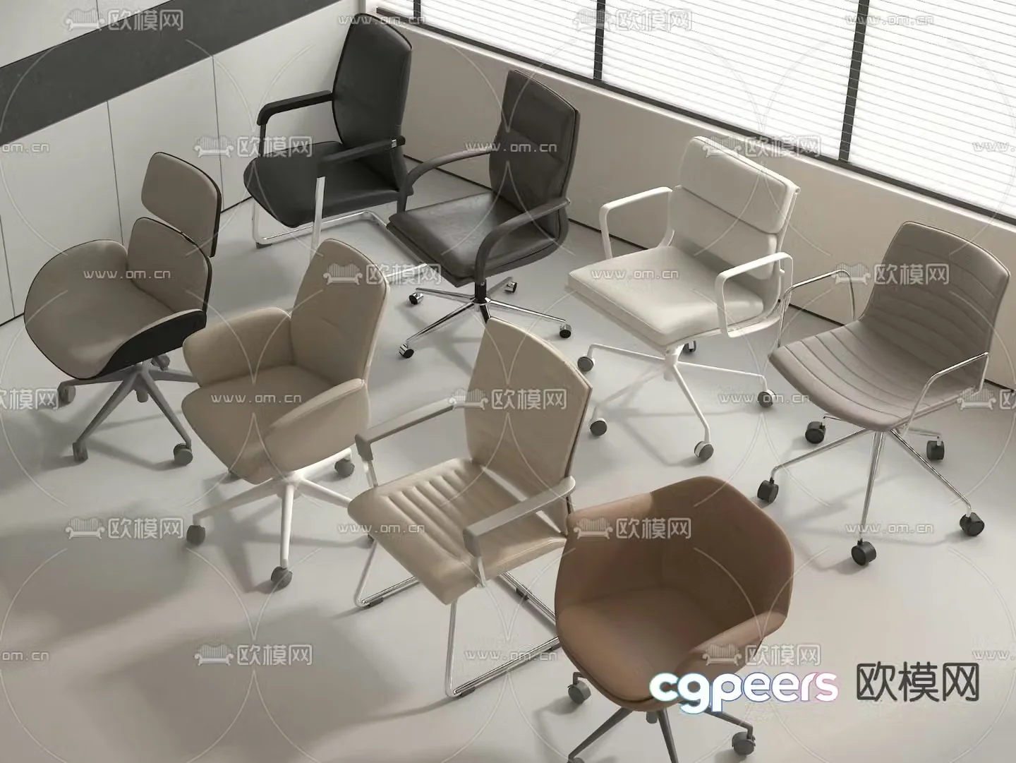 Modern office chair swivel chair leisure chair 3d model