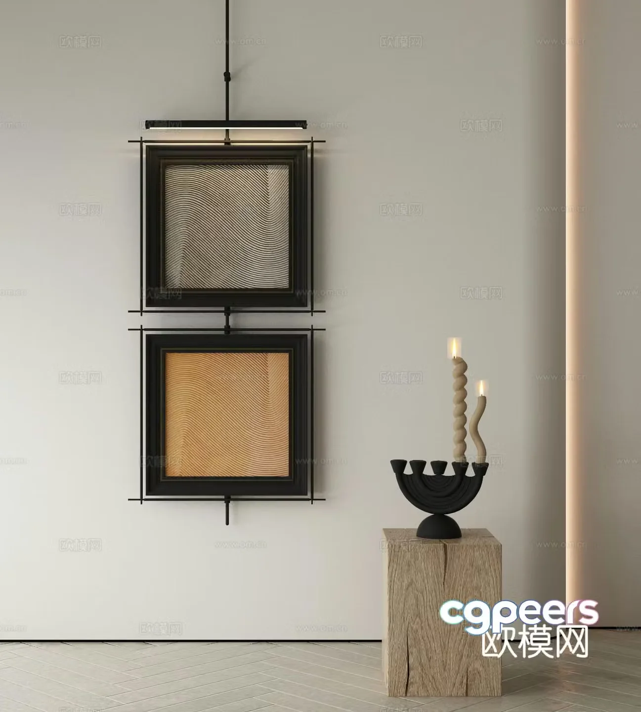 Modern texture painting decorative painting 3d model