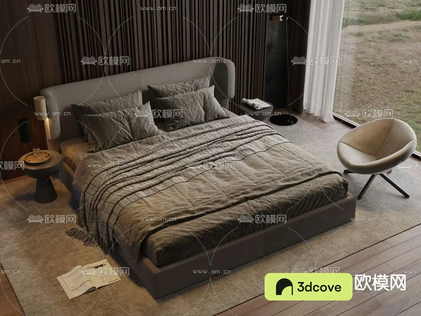 Meridiani Kira black double bed