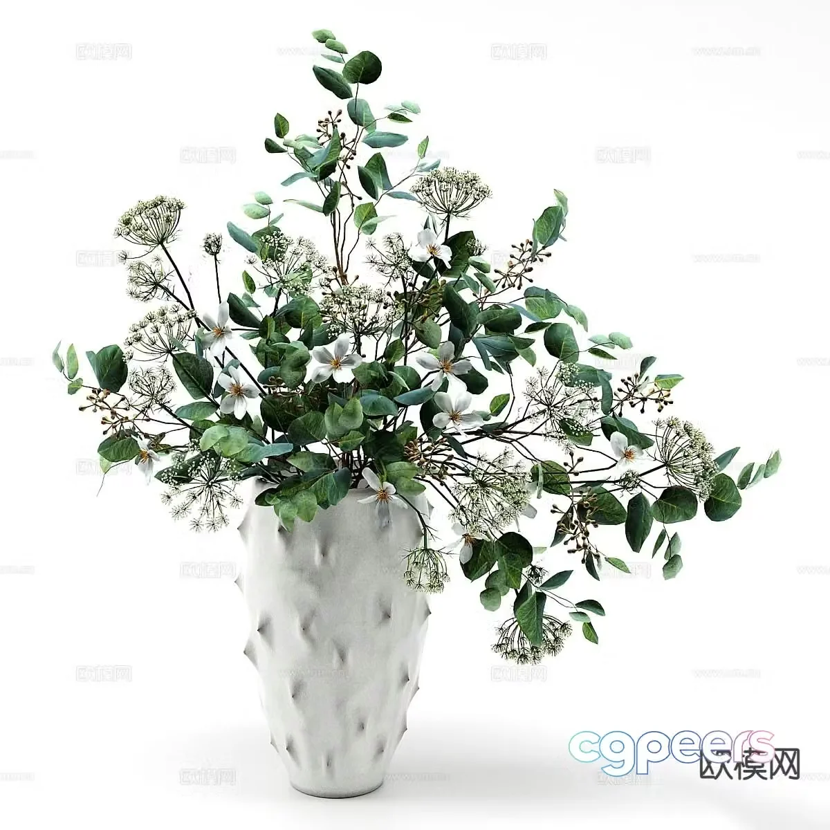 Modern floral vase 3d model