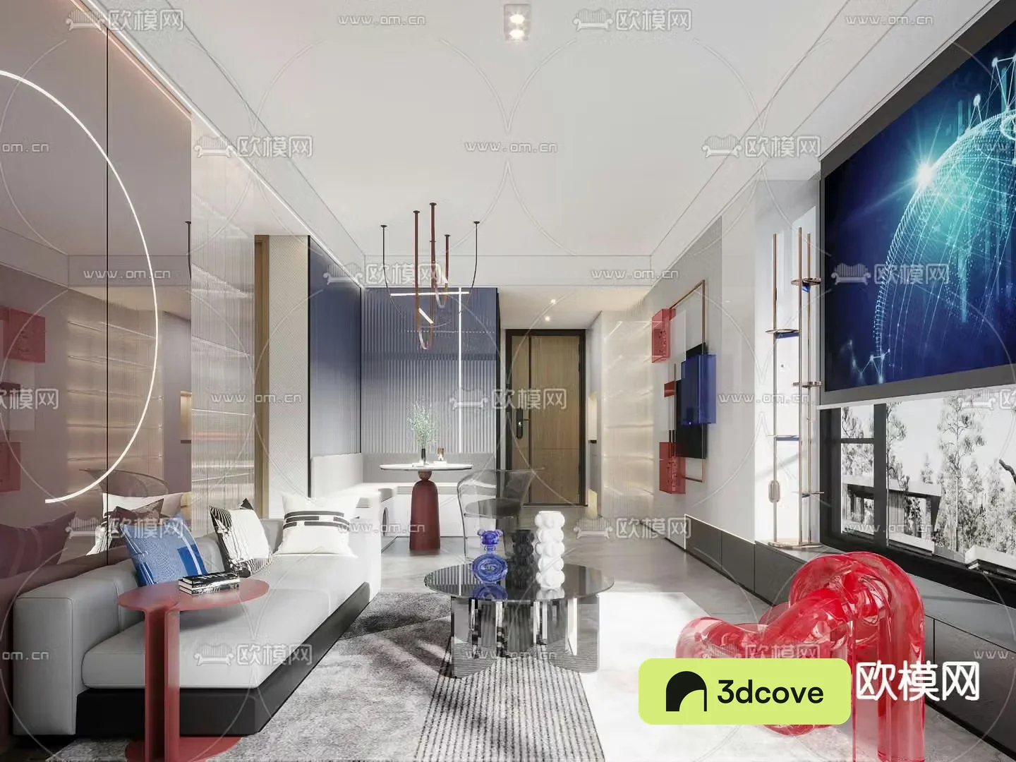 Modern living and dining room
